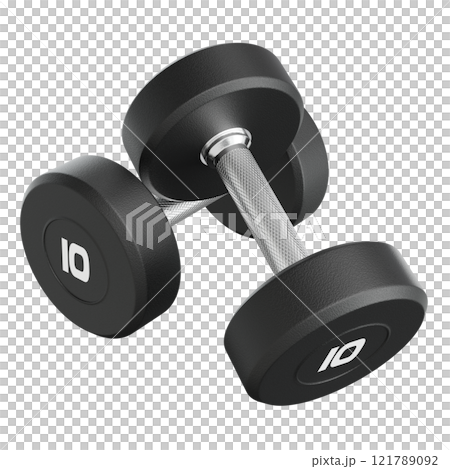Two blank Round Rubber Dumbbells with number 10, weightlifting gym equipment Two blank Round Rubber Dumbbells with number 10, weightlifting gym equipment 121789092