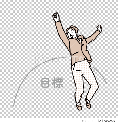 Simple illustration of a boy in uniform achieving his goal Simple illustration of a boy in uniform achieving his goal 121789255