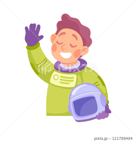 Boy Astronaut Character in Outer Space Exploring Universe Vector Illustration Boy Astronaut Character in Outer Space Exploring Universe Vector Illustration 121789484