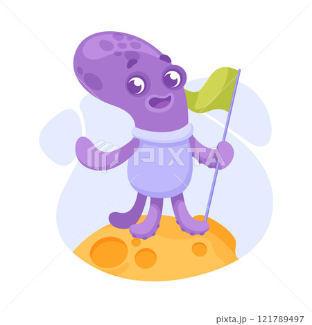 Octopus Astronaut Character in Outer Space Exploring Universe Vector Illustration Octopus Astronaut Character in Outer Space Exploring Universe Vector Illustration 121789497