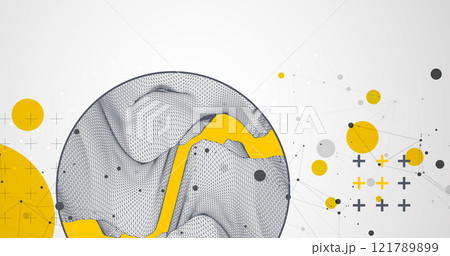 Trendy abstract wireframe background. Modern science or technology art elements. Surface illustration inside circles 121789899