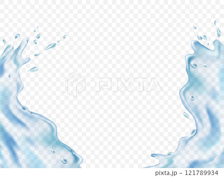 Water waves with splashes and sprays. 121789934