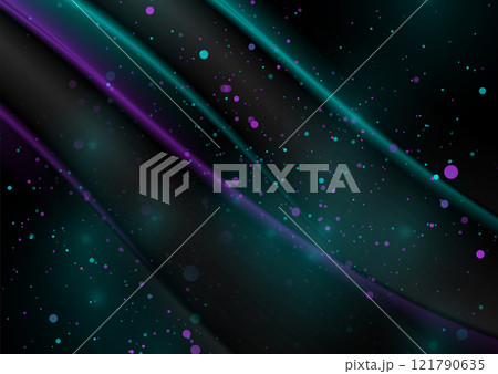 Blue violet sparkling glowing particles and smooth waves abstract background Blue violet sparkling glowing particles and smooth waves abstract background 121790635