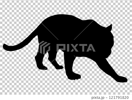 Walking jaguar silhouette illustration 121791820