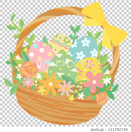 Colorful Easter eggs in a basket vector material 121792256