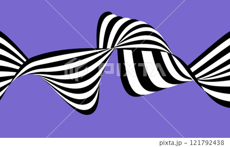 Black and white abstract wave wave design with optical illusion. Abstract geometric background. 121792438