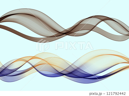 Abstract transparent multicolored wave , design element, set of two waves. 121792442