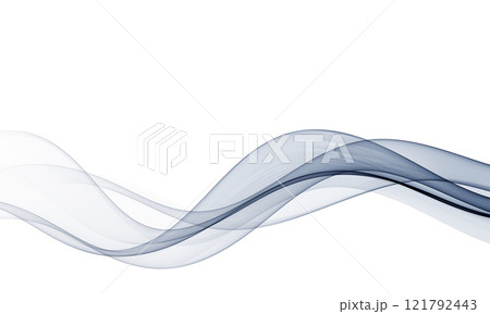 Streaming transparent wave, wavy vector lines on white background. 121792443