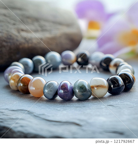 カラフルな天然石で作ったブレスレット　AI画像 121792667