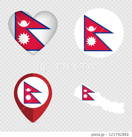 Nepal Flag Icons Pack. Vector illustration. 121792868