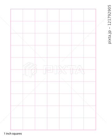 Graph Paper 1 inch squares printable template A4 notebook format. Graph pink grid for college, journals, diary or math engineering grid line printable. 121792905