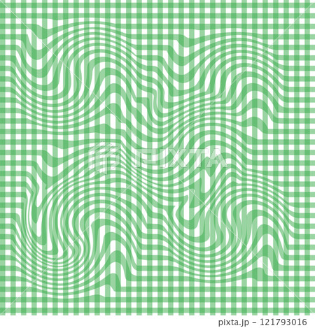 Gingham seamless pattern. Seamless pattern in a distorted check. Texture cherry, blue, yellow, green and white vichy. Design of samples of natural fabric and textiles 121793016