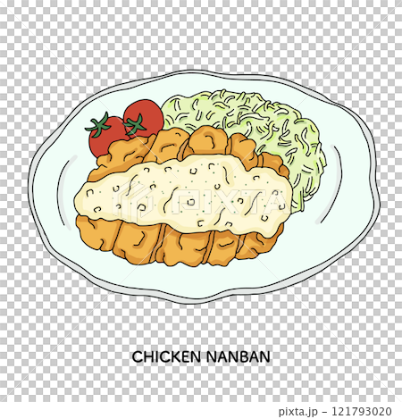 宮崎県_チキン南蛮の線画イラスト 宮崎県_チキン南蛮の線画イラスト 121793020