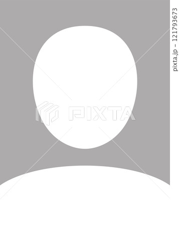グレーの背景に肩から上の人物のシルエットアイコン - 証明写真やポートレートのイメージ素材- 3:4 121793673