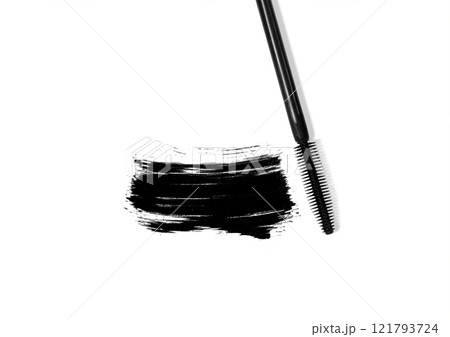 A sample of black mascara for eyelashes . White background A sample of black mascara for eyelashes . White background 121793724