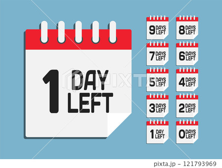 Countdown daily page calendar icon - 1 day leftのイラスト素材 [121793969] - PIXTA