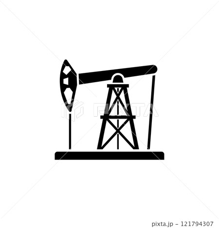 Pumpjack, Oil Industry Solid Flat Vector Icon Isolated on White Background 121794307
