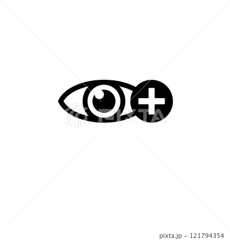 Human Eye with Plus, Farsighted Vision, Hyperopia Solid Flat Vector Icon Isolated on White Background 121794354
