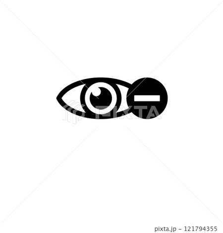 Human Eye with Minus, Nearsighted Vision, Myopia Solid Flat Vector Icon Isolated on White Background 121794355
