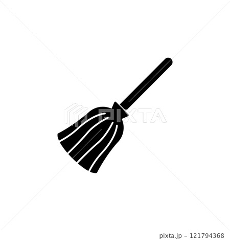 Broom, Cleaner Equipment Solid Flat Vector Icon Isolated on White Background 121794368