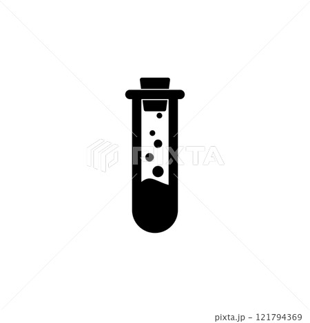 Research Test Tube, Laboratory Glass Solid Flat Vector Icon Isolated on White Background 121794369