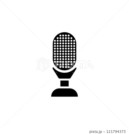 Retro Audio Microphone Solid Flat Vector Icon Isolated on White Background 121794373