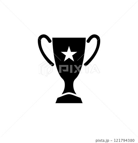 Champions Trophy Cup, Winner Award Solid Flat Vector Icon Isolated on White Background 121794380