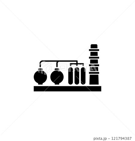 Petrochemical Plant, Refinery Oil Distillation Solid Flat Vector Icon Isolated on White Background Petrochemical Plant, Refinery Oil Distillation Solid Flat Vector Icon Isolated on White Background 121794387