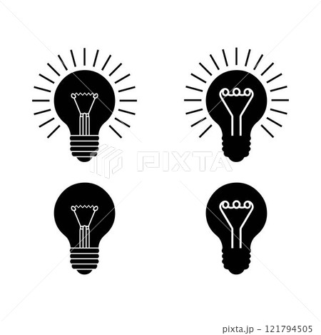Bulb icon set silhouette vector	 121794505