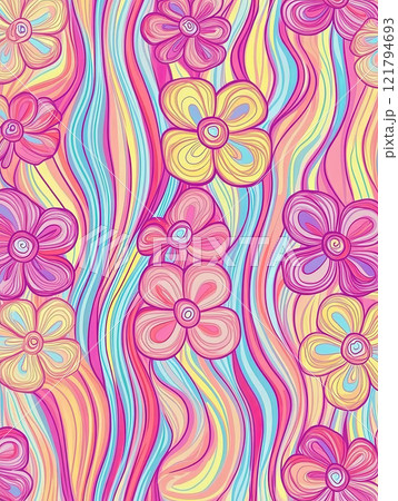 Floral abstract pattern with colorful swirls suitable for background 121794693