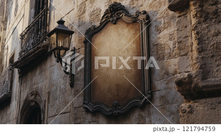 Vertical Wall Sign Mockup On Historical Building 121794759