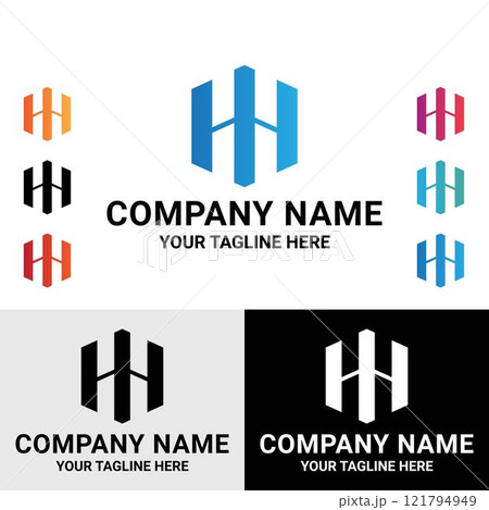 Abstract initial HH letter monogram logo design Abstract initial HH letter monogram logo design 121794949