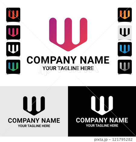 Abstract w letter technology gradient color logo design Abstract w letter technology gradient color logo design 121795282