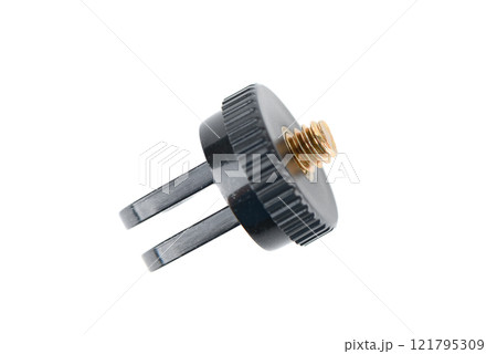 Close-up of a threaded fitting shown on a white background. 121795309