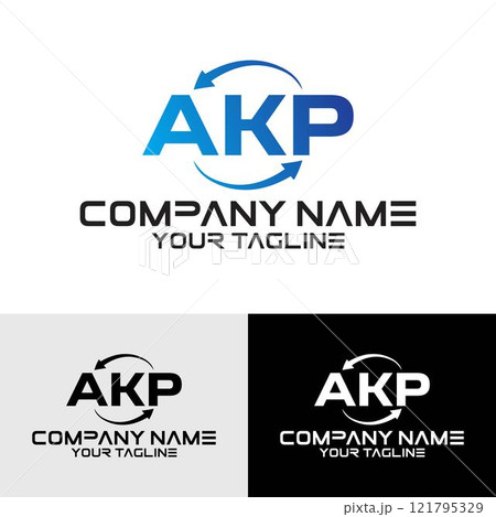 AKP letter initial typography logo. Import and trade business logo AKP letter initial typography logo. Import and trade business logo 121795329