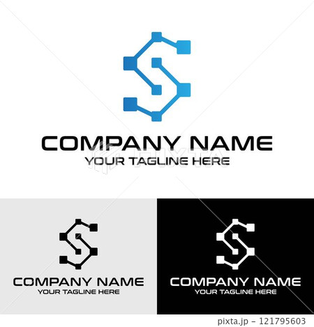 S letter with pixel dots technology concept vector logo design S letter with pixel dots technology concept vector logo design 121795603