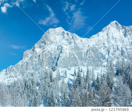 Winter rock with fresh fallen snow on top. 121795869