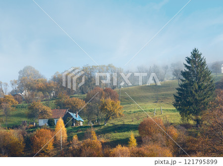 Morning autumn Carpathian mountains, Ukraine 121795899