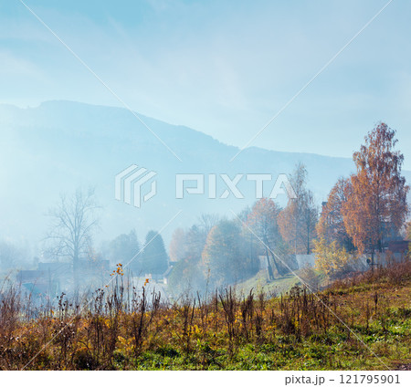 Morning autumn Carpathian mountains, Ukraine 121795901