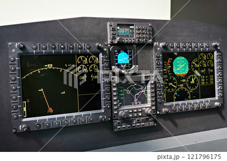 Aviation electronic devices for aircraft navigation at exhibition 121796175