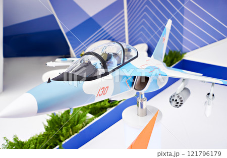 Modern russian fighter aircraft at exhibition Modern russian fighter aircraft at exhibition 121796179