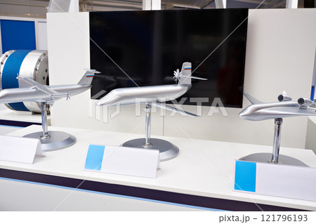 Airplane models at exhibition 121796193