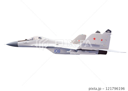 Russian military fighter isolated on white 121796196