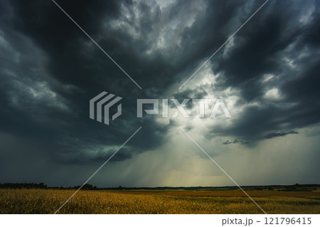 The dark sky with heavy clouds converging and a violent storm before the rain. Bad weather sky and environment. carbon dioxide emissions, greenhouse effect, global warming, climate change. The dark sky with heavy clouds converging and a violent storm before the rain. Bad weather sky and environment. carbon dioxide emissions, greenhouse effect, global warming, climate change. 121796415