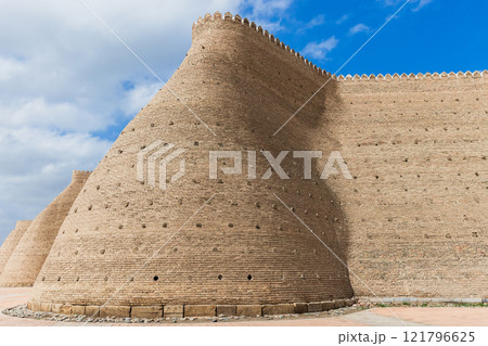 Stone walls of Ark of Bukhara, massive fortress in Uzbekistan Stone walls of Ark of Bukhara, massive fortress in Uzbekistan 121796625