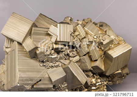 The mineral pyrite or iron pyrite, also known as fools gold 121796711