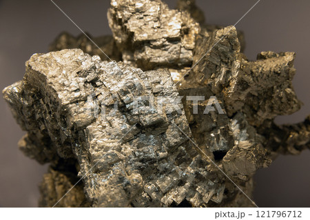 The mineral pyrite or iron pyrite, also known as fools gold 121796712