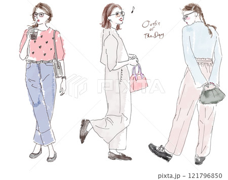 カジュアルなファッションの女性 121796850