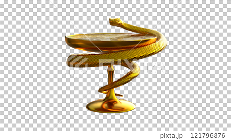 Symbol of medicine snake and bowl of Hygeia on transparent background. 121796876