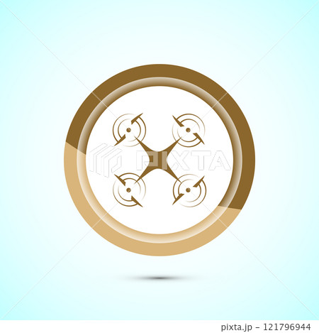 Drone icon design illustration. Drone Quadro copter logo sign symbol, Button design 121796944
